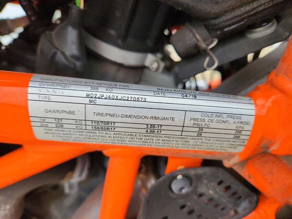 2018 KTM 390 — VINS