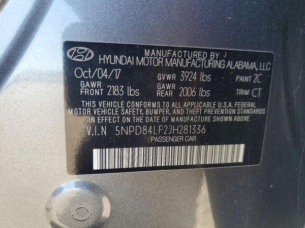2018 HYUNDAI ELANTRA — VINS