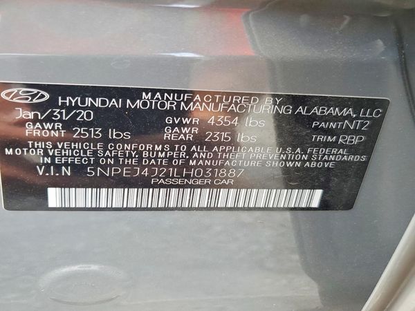 2020 HYUNDAI SONATA — VINS