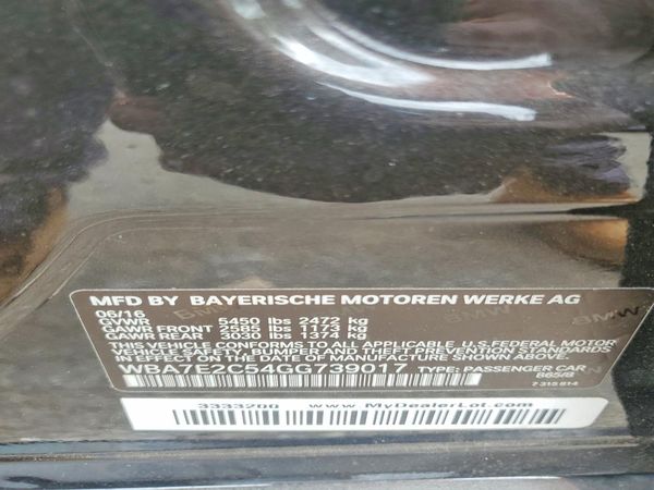 2016 BMW 740 — VINS