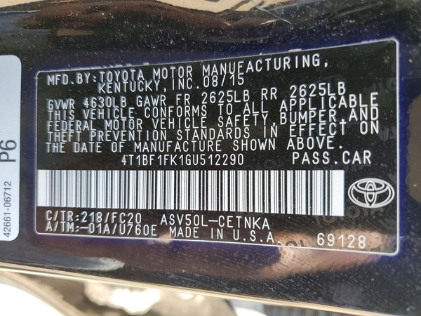 2016 TOYOTA CAMRY
