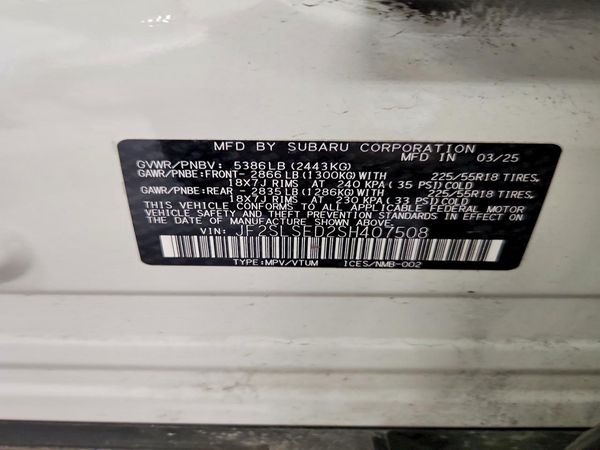 2025 SUBARU FORESTER — VINS
