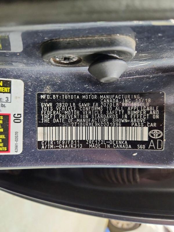 2019 TOYOTA COROLLA L/LE/SE/XLE/XSE