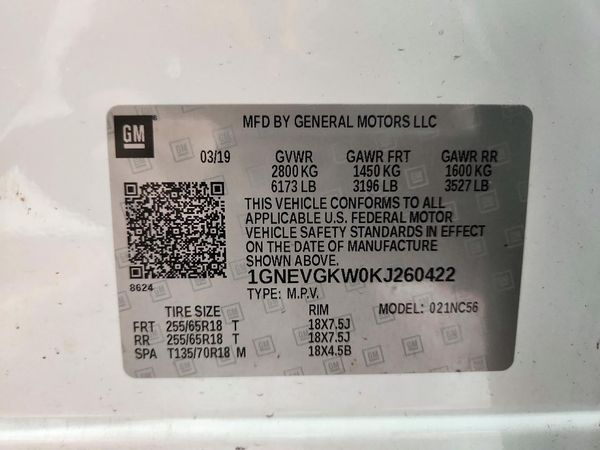 2019 CHEVROLET TRAVERSE LT — VINS