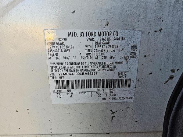 2020 FORD EDGE SEL — VINS