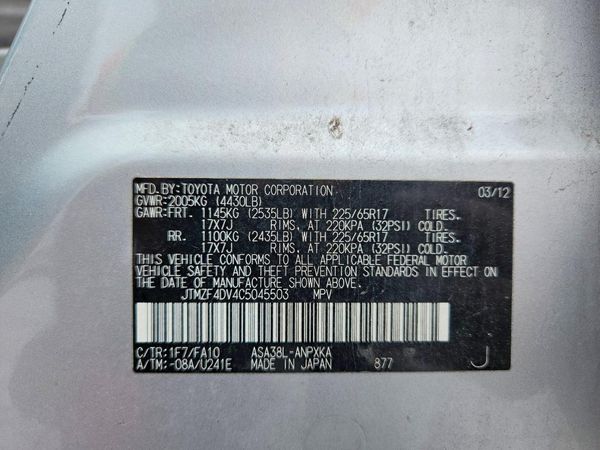 2012 TOYOTA RAV4 Standard