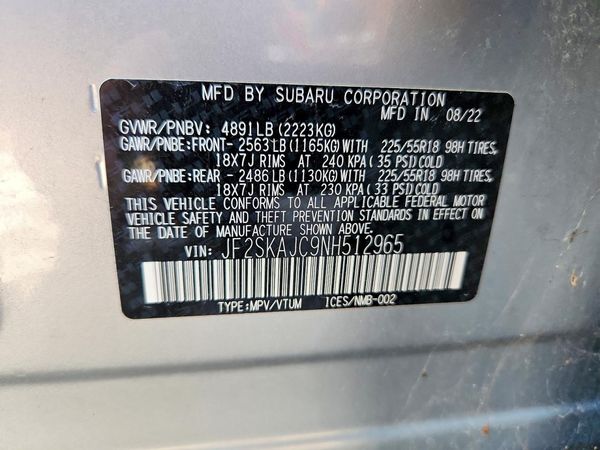 2022 SUBARU FORESTER Sport — VINS