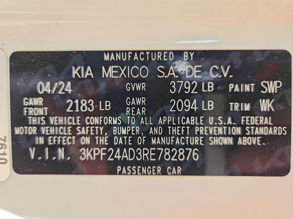 2024 KIA FORTE LX, LXS — VINS