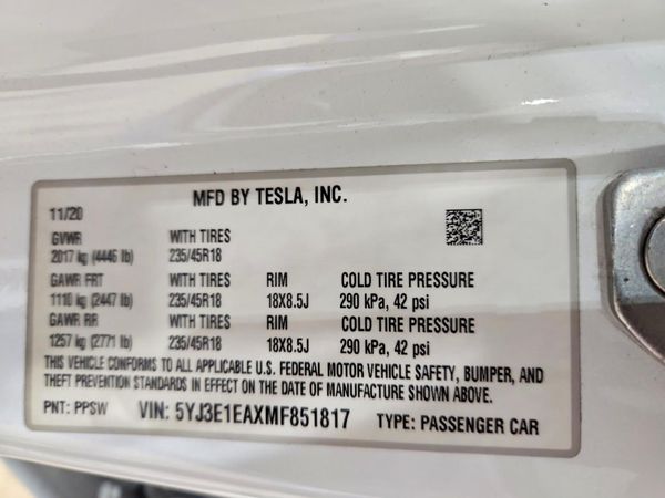 2021 TESLA MODEL 3