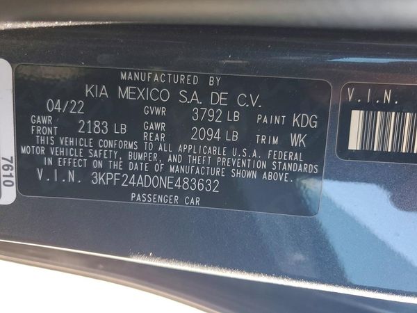 2022 KIA FORTE FE, LXS