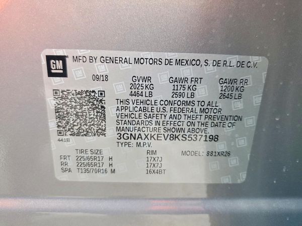 2019 CHEVROLET EQUINOX LT (1LT) — VINS