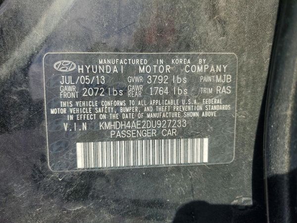 2013 HYUNDAI ELANTRA — VINS