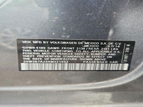 2017 VOLKSWAGEN JETTA — VINS