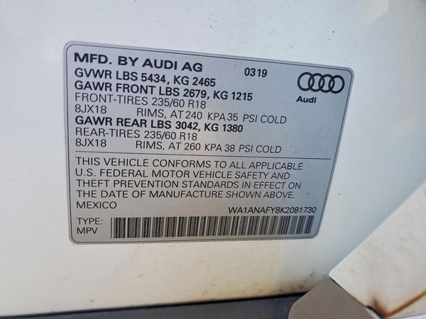 2019 AUDI Q5 quattro Premium — VINS