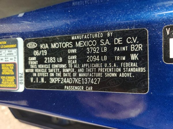 2019 KIA FORTE — VINS