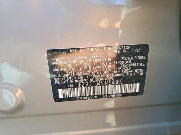 2025 SUBARU FORESTER — VINS