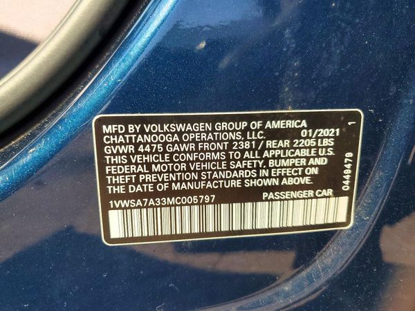 2021 VOLKSWAGEN PASSAT — VINS