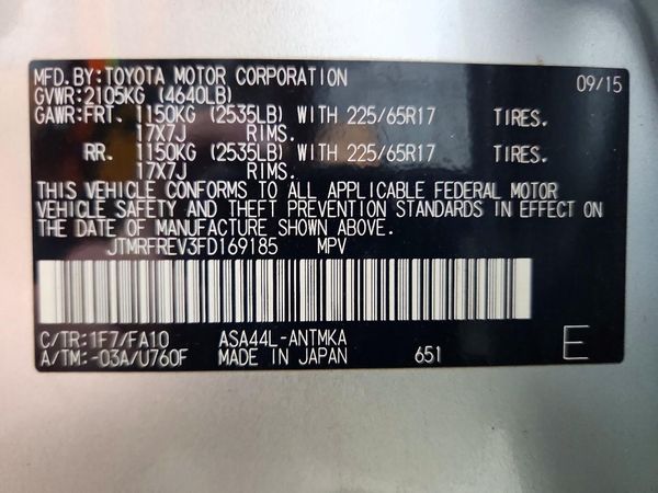 2015 TOYOTA RAV4 XLE (M Grade)