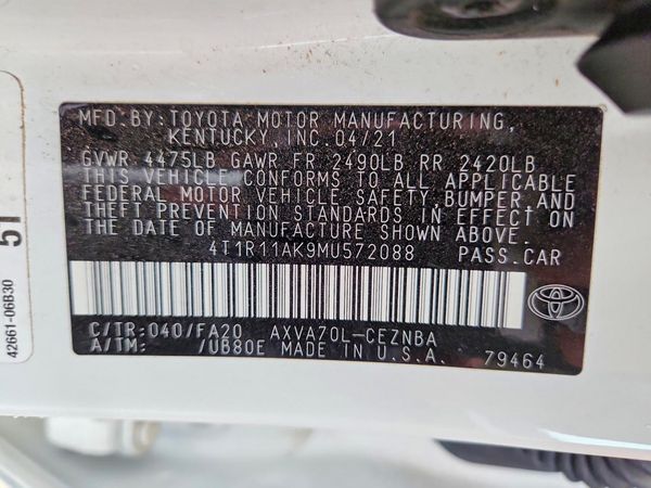 2021 TOYOTA CAMRY LE + Convenient Pkg — VINS