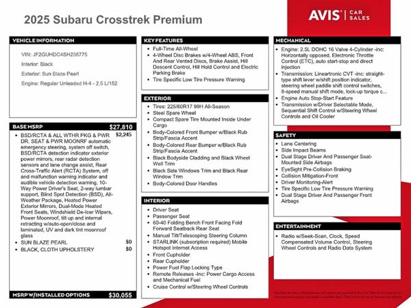 2025 SUBARU CROSSTREK Premium