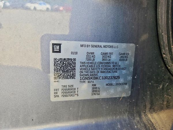 2018 CHEVROLET TAHOE LT — VINS