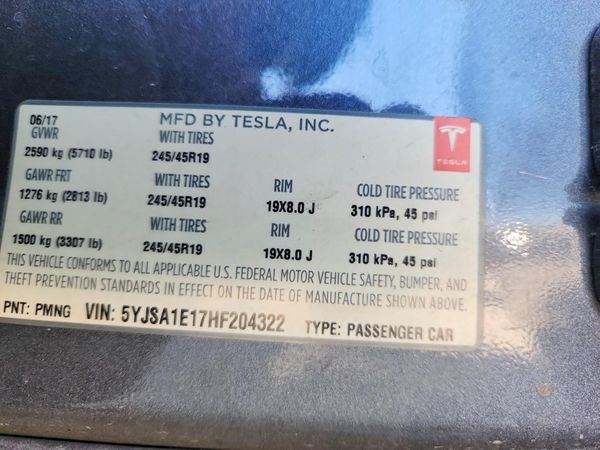 2017 TESLA MODEL S — VINS