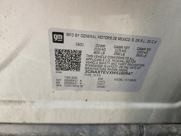 2021 CHEVROLET EQUINOX LT (2FL) — VINS