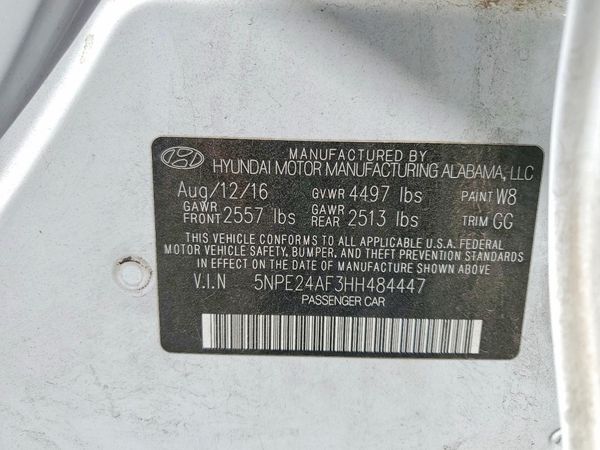 2017 HYUNDAI SONATA SE, Eco — VINS
