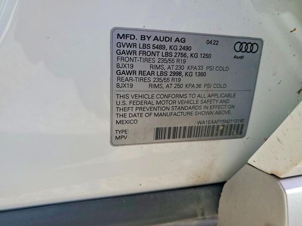 2022 AUDI Q5 — VINS
