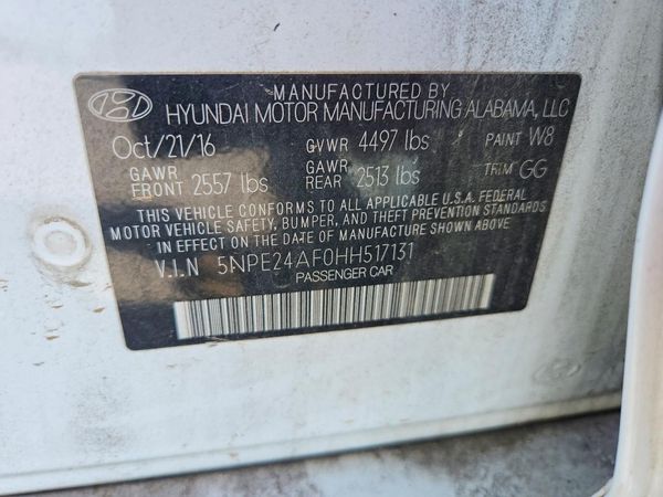 2017 HYUNDAI SONATA SE, Eco — VINS