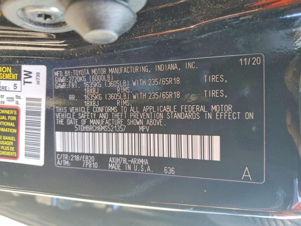 2021 TOYOTA HIGHLANDER XLE Nav — VINS