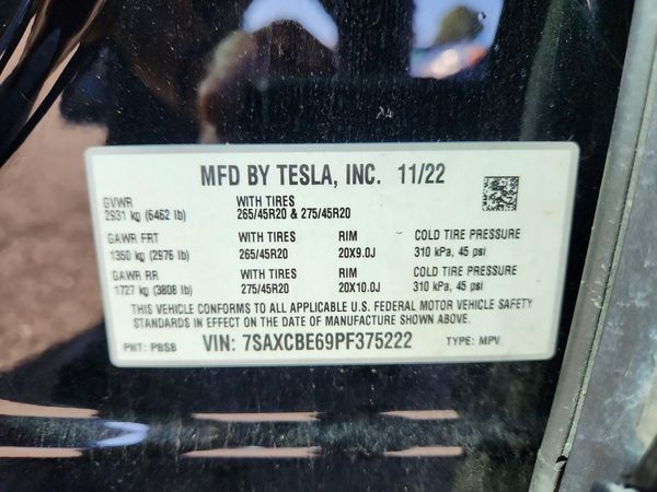 2023 TESLA MODEL X — VINS