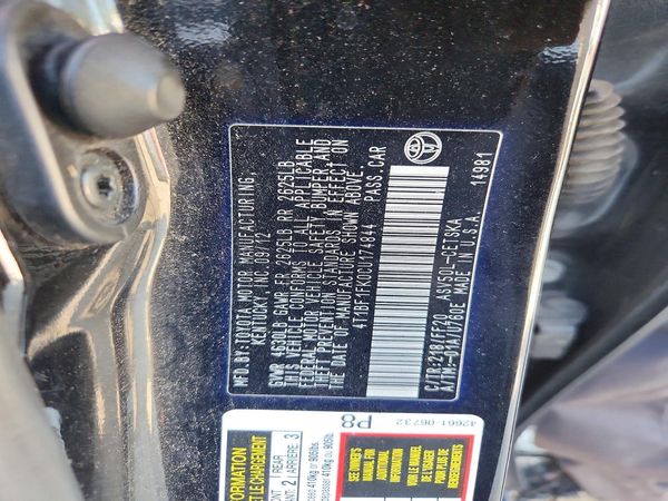 2012 TOYOTA CAMRY — VINS
