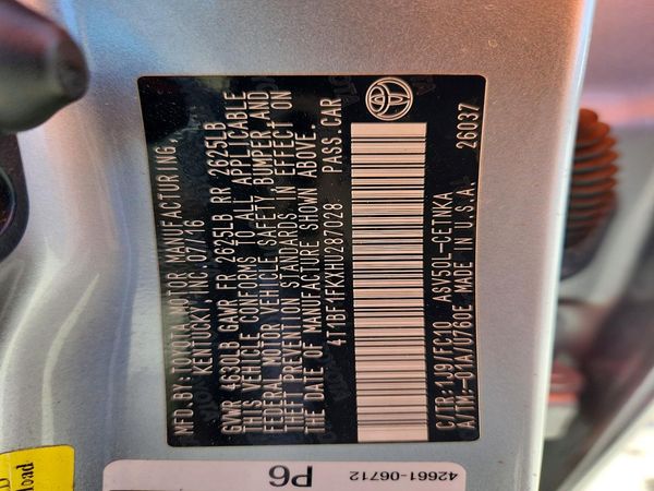 2017 TOYOTA CAMRY LE/SE/XLE/XSE