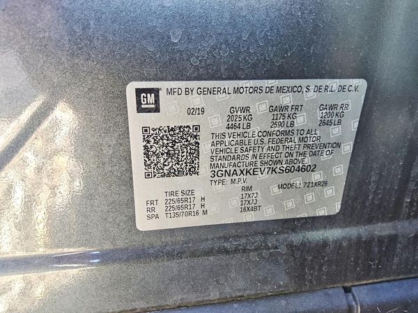 2019 CHEVROLET EQUINOX LT (1LT) — VINS