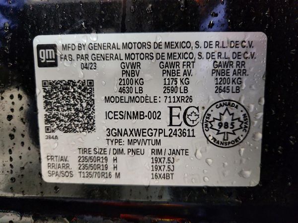 2023 CHEVROLET EQUINOX RS (3LT) — VINS
