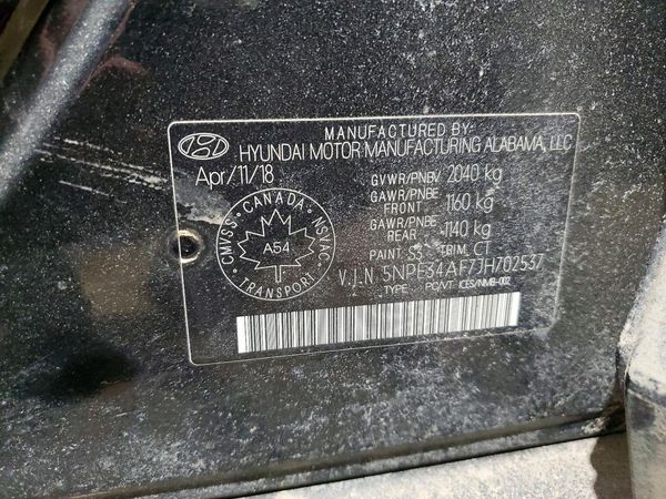 2018 HYUNDAI SONATA — VINS