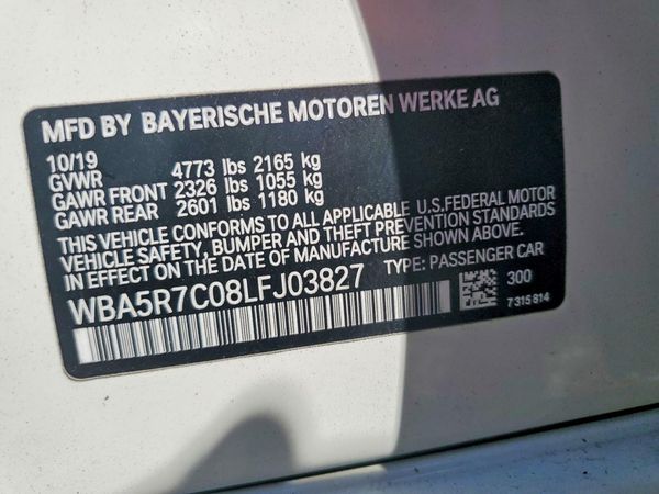 2020 BMW 3 SERIES xDrive — VINS