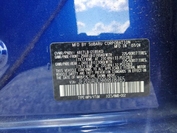 2024 SUBARU CROSSTREK Premium — VINS