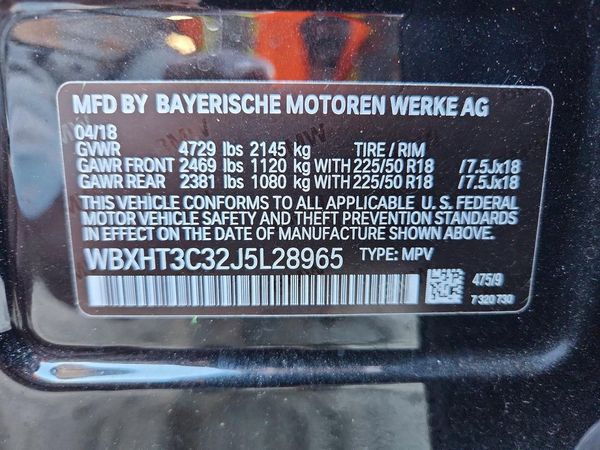 2018 BMW X1 xDrive28i — VINS