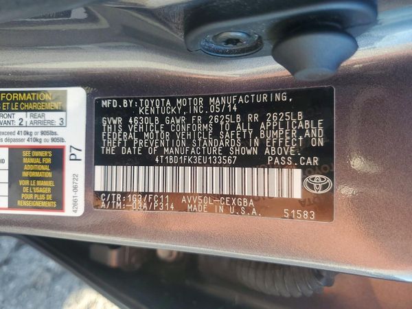 2014 TOYOTA CAMRY SOLA Hybrid
