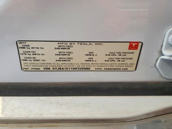 2017 TESLA MODEL S — VINS