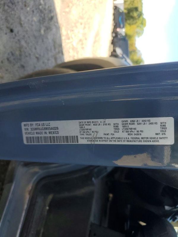 2021 RAM PROMASTER 3500 — VINS