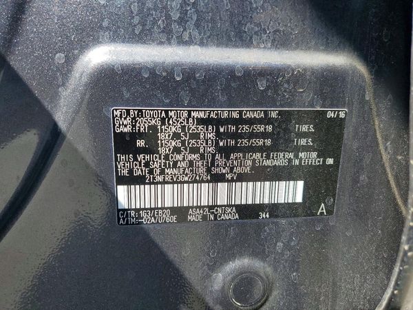 2016 TOYOTA RAV4 SE (S Grade) — VINS