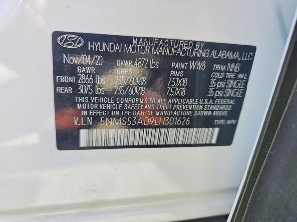2020 HYUNDAI SANTA FE — VINS