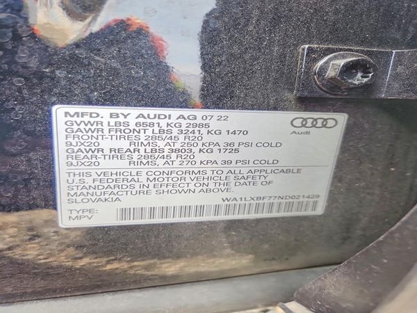 2022 AUDI Q7 — VINS