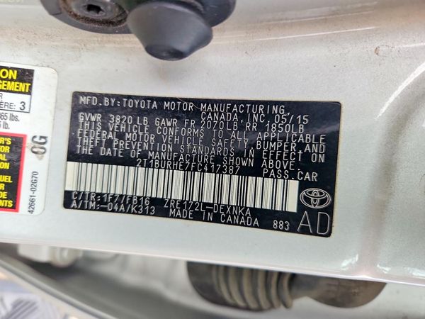 2015 TOYOTA COROLLA L/LE
