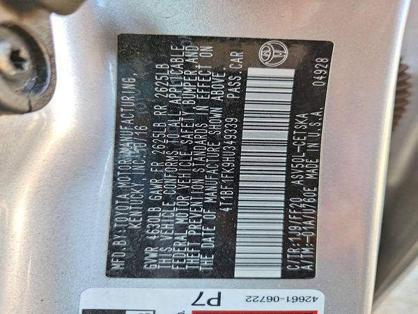 2017 TOYOTA CAMRY LE/SE/XLE/XSE — VINS