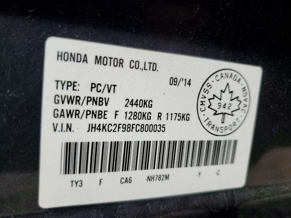 2015 ACURA RLX Sport — VINS