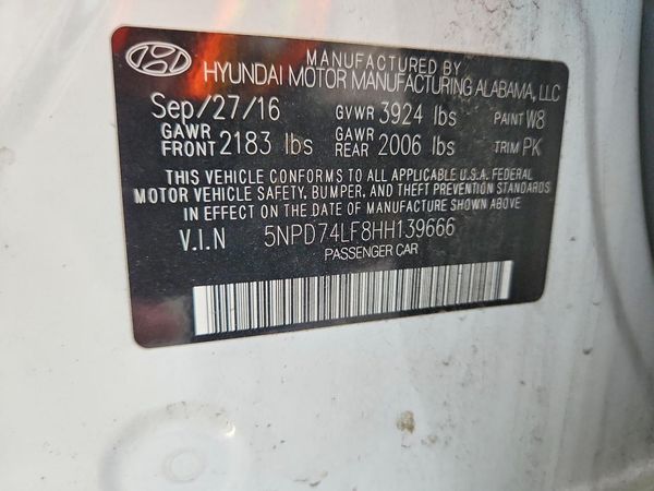 2017 HYUNDAI ELANTRA — VINS